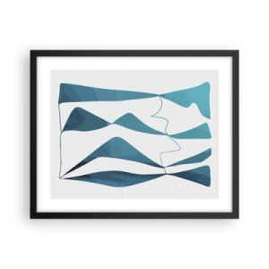 Poster in een zwarte lijst - Abstractie: turquoise verbinding - 50x40 cm