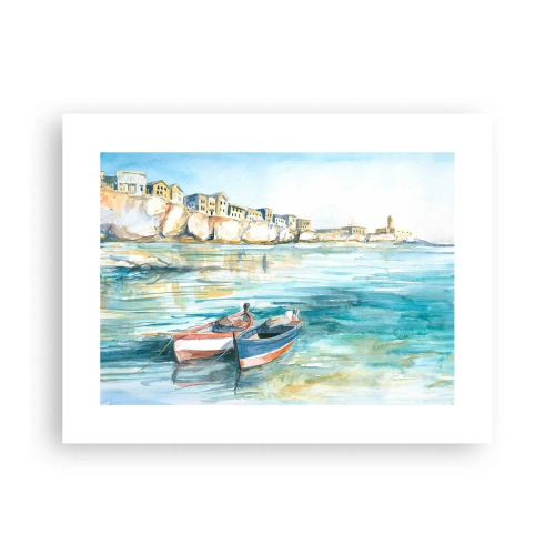 Poster - Azuurblauw landschap - 40x30 cm