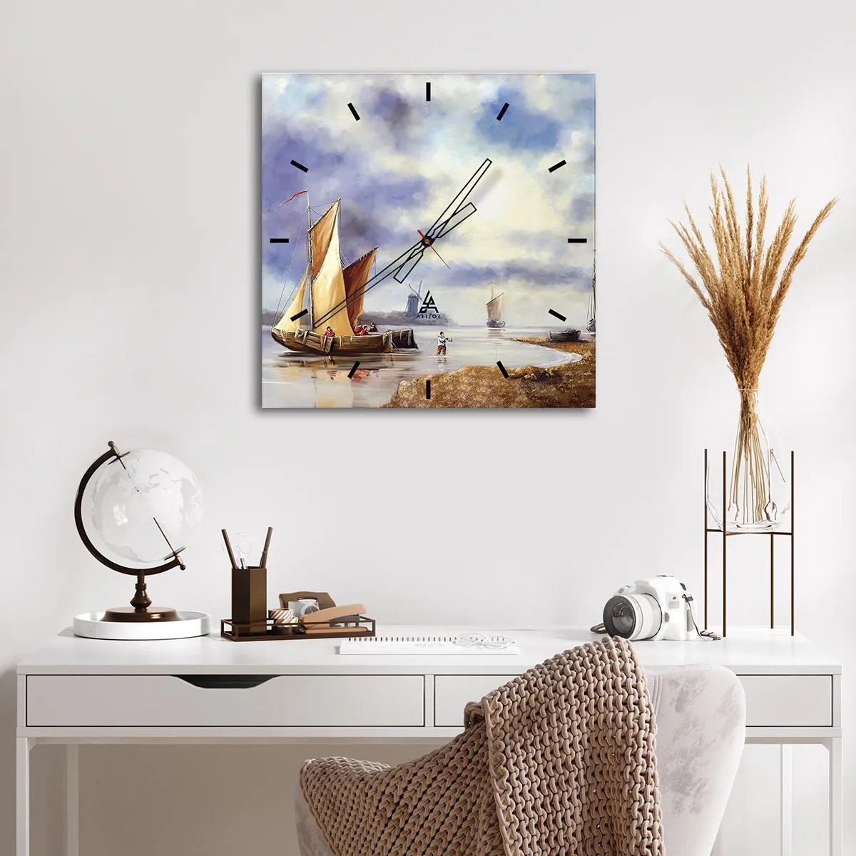 Wandklok - Klok - De terugkeer van zeelieden - 30x30 cm