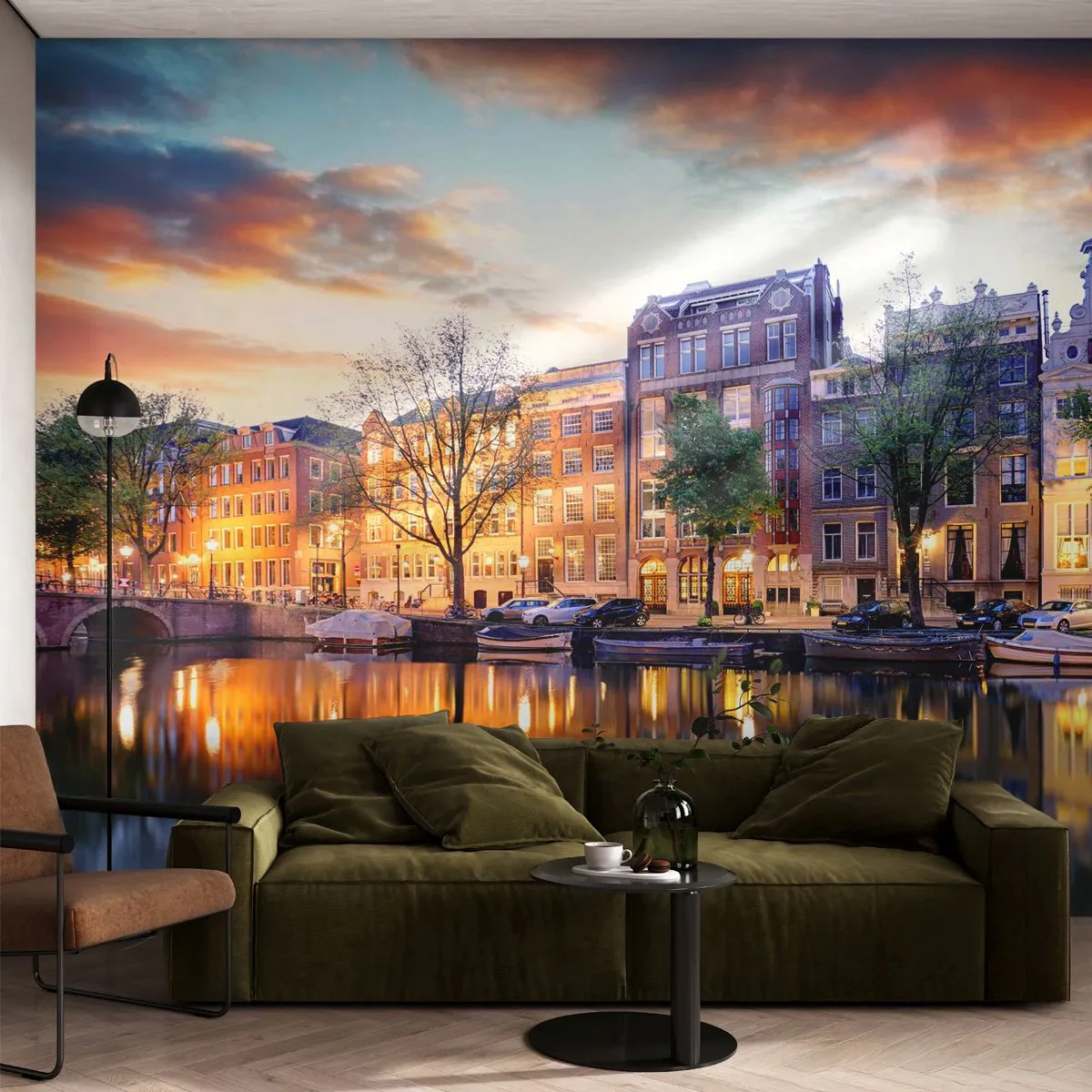 Fotobehang Premium Sand - Ingetogen en serene Nederlandse schoonheid - Stad, Architectuur, Amsterdam - 450x315 cm