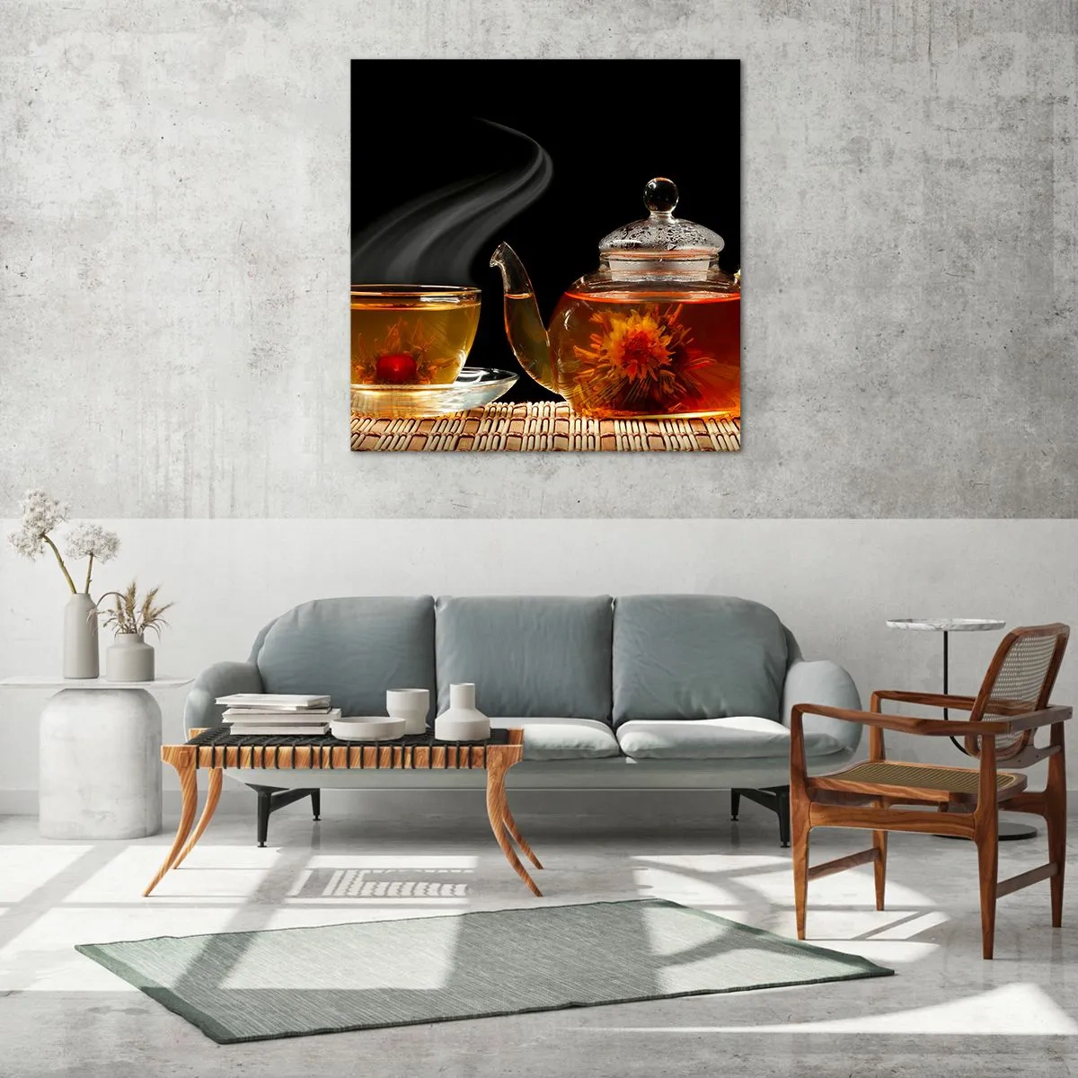 Schilderen op glas - De magie en kunst van het theezetten - 70x70 cm