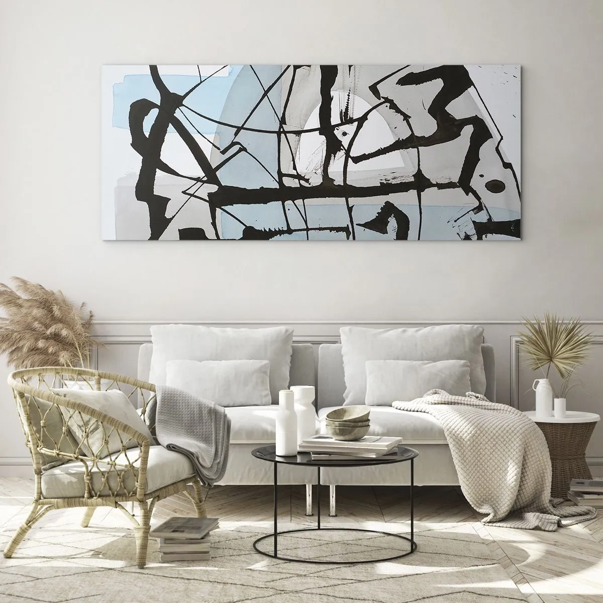 Schilderen op glas - Toch blauw - 90x30 cm