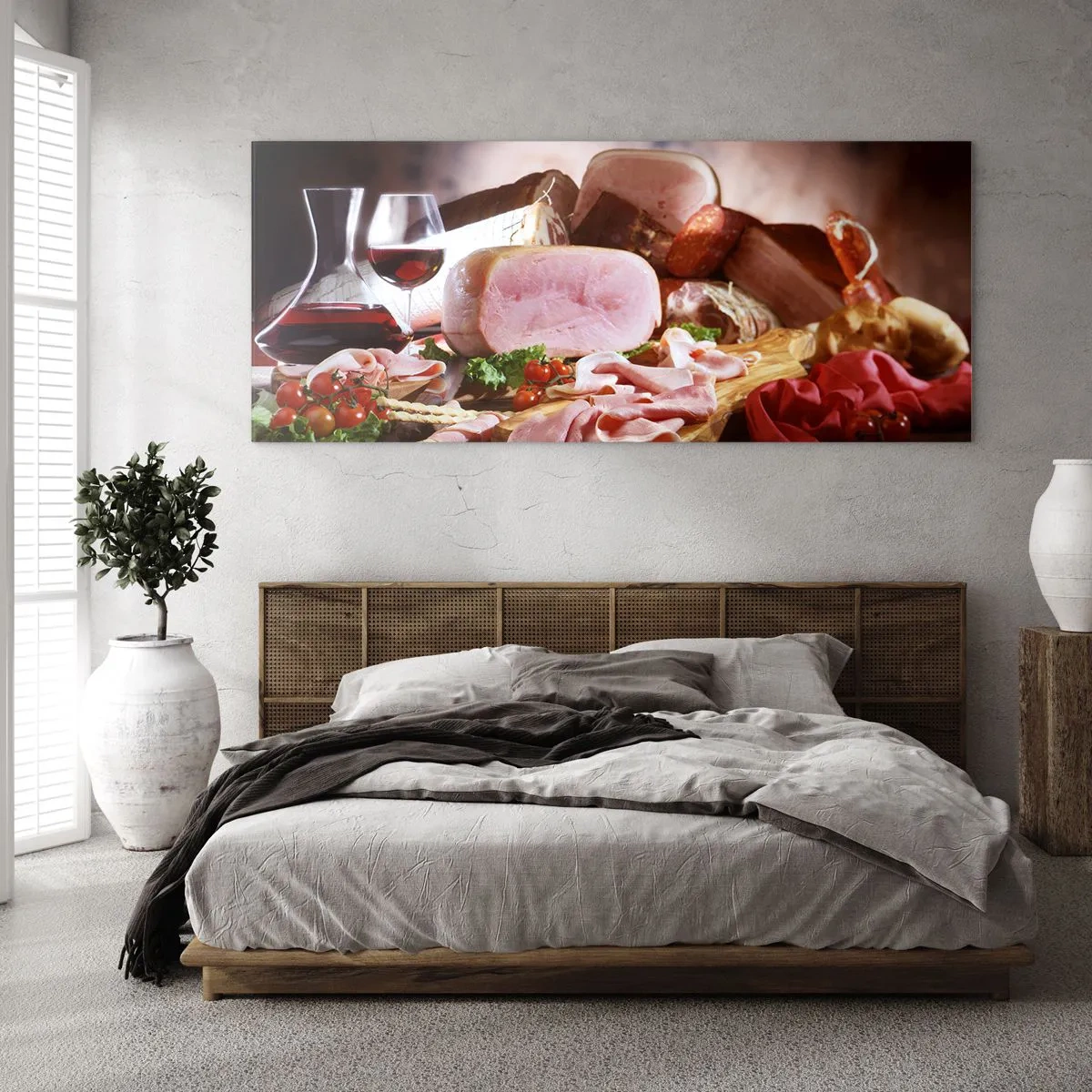 Schilderen op glas - Een culinaire droom met een karaf - 140x50 cm