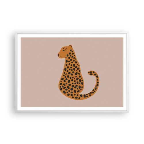 Poster in een witte lijst - Luipaardprint is een modieus print - 100x70 cm