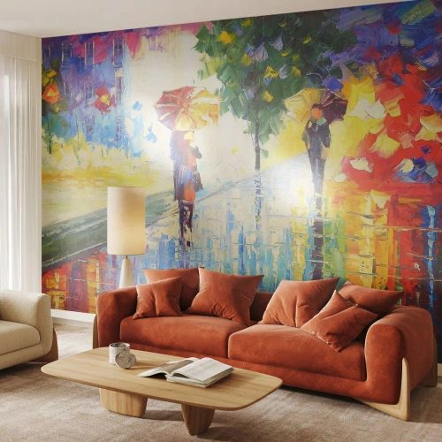 Zelfklevend Fotobehang Deluxe Sticker - Nu is het helemaal duidelijk - Parklaan, Landschap, Bomen - 350x256 cm