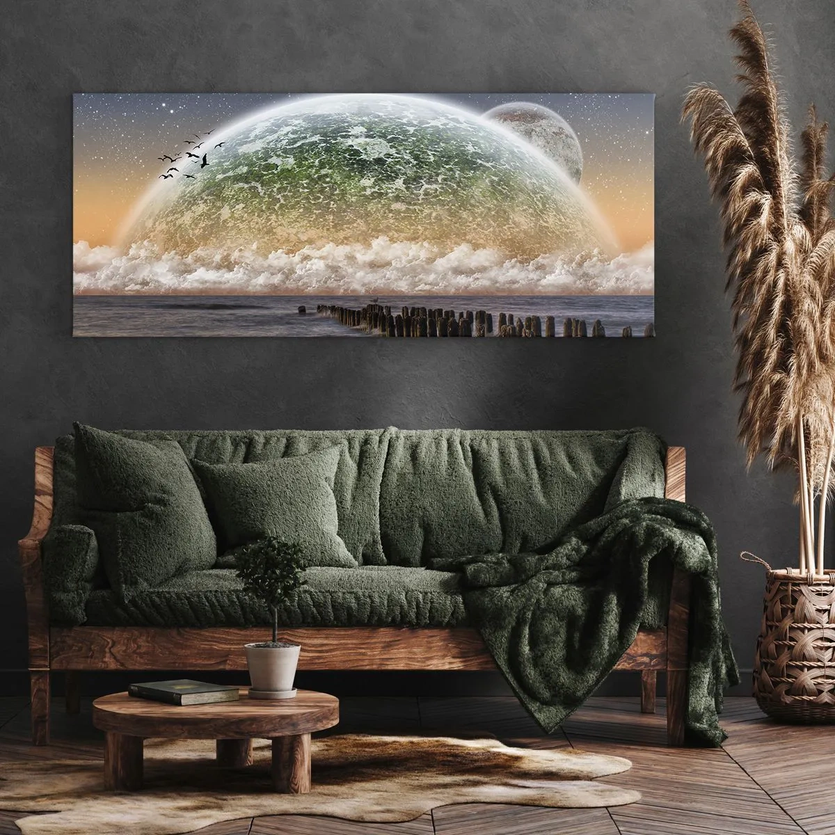 Schilderen op canvas - En de wereld kwam uit het water - 120x50 cm