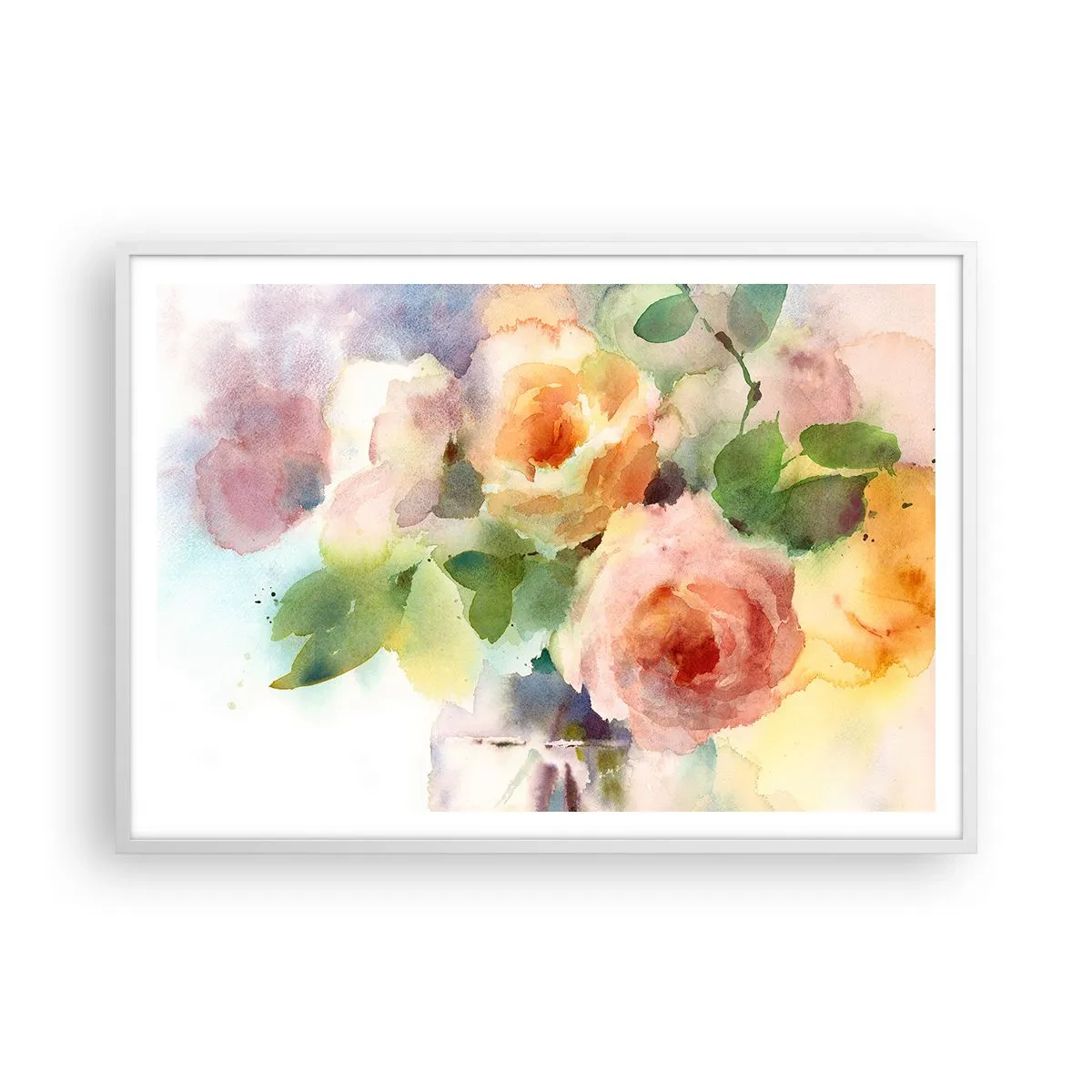 Poster in een witte lijst - Delicaat als aquarel - 100x70 cm