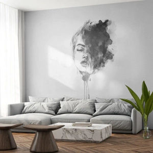 Zelfklevend Fotobehang Deluxe Sticker - Waar droomt het meisje over? - Portret van een vrouw, Het gezicht van de vrouw, Abstractie - 500x350 cm