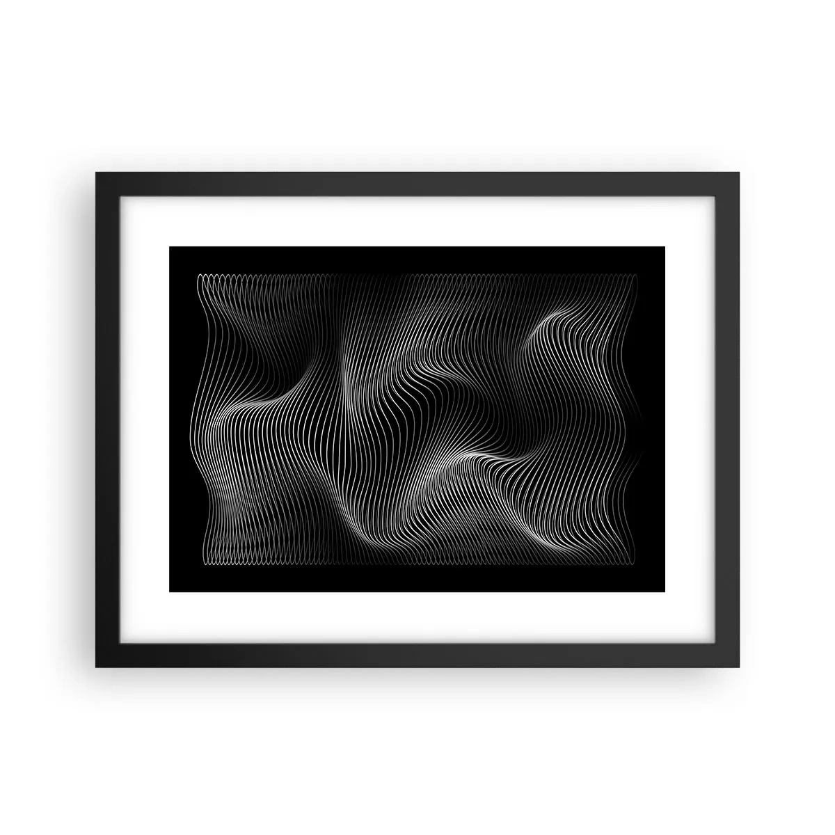 Poster in een zwarte lijst - Dans van licht in de ruimte - 40x30 cm