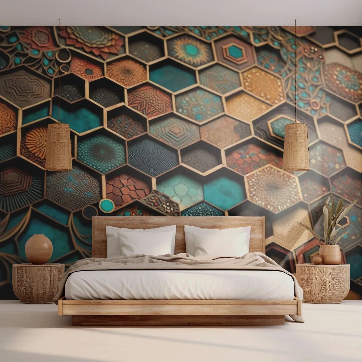 Fotobehang Premium Canvas - Arabische ornamenten – variatie - Kubus, Mozaïek, Patroon - 300x210 cm