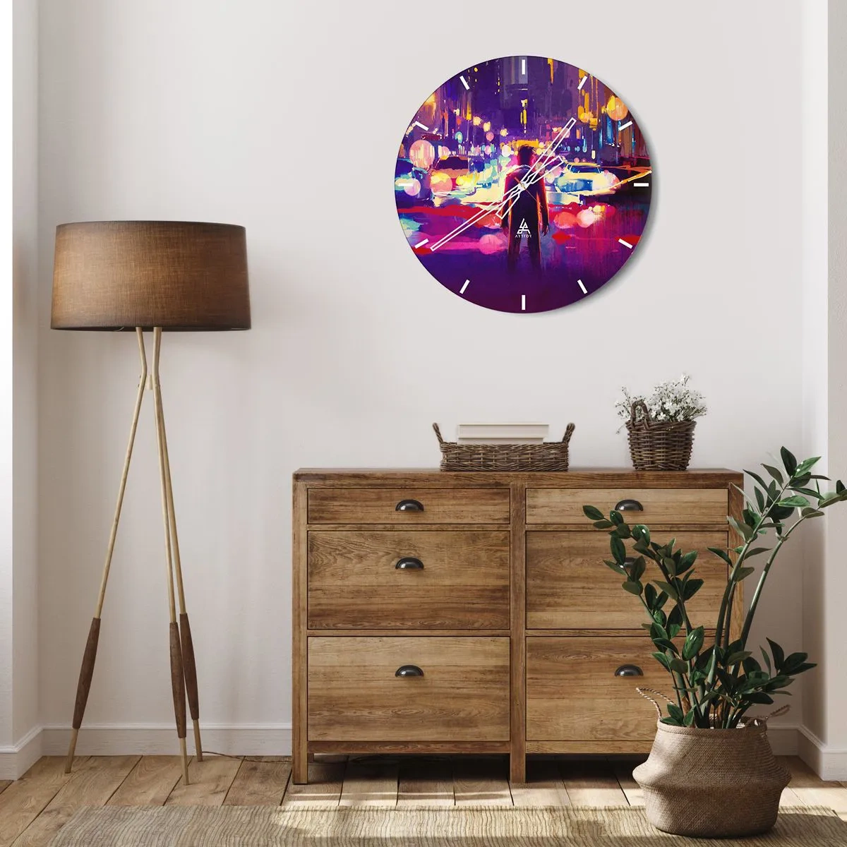 Wandklok - Klok - Ondergedompeld in het licht - 30x30 cm