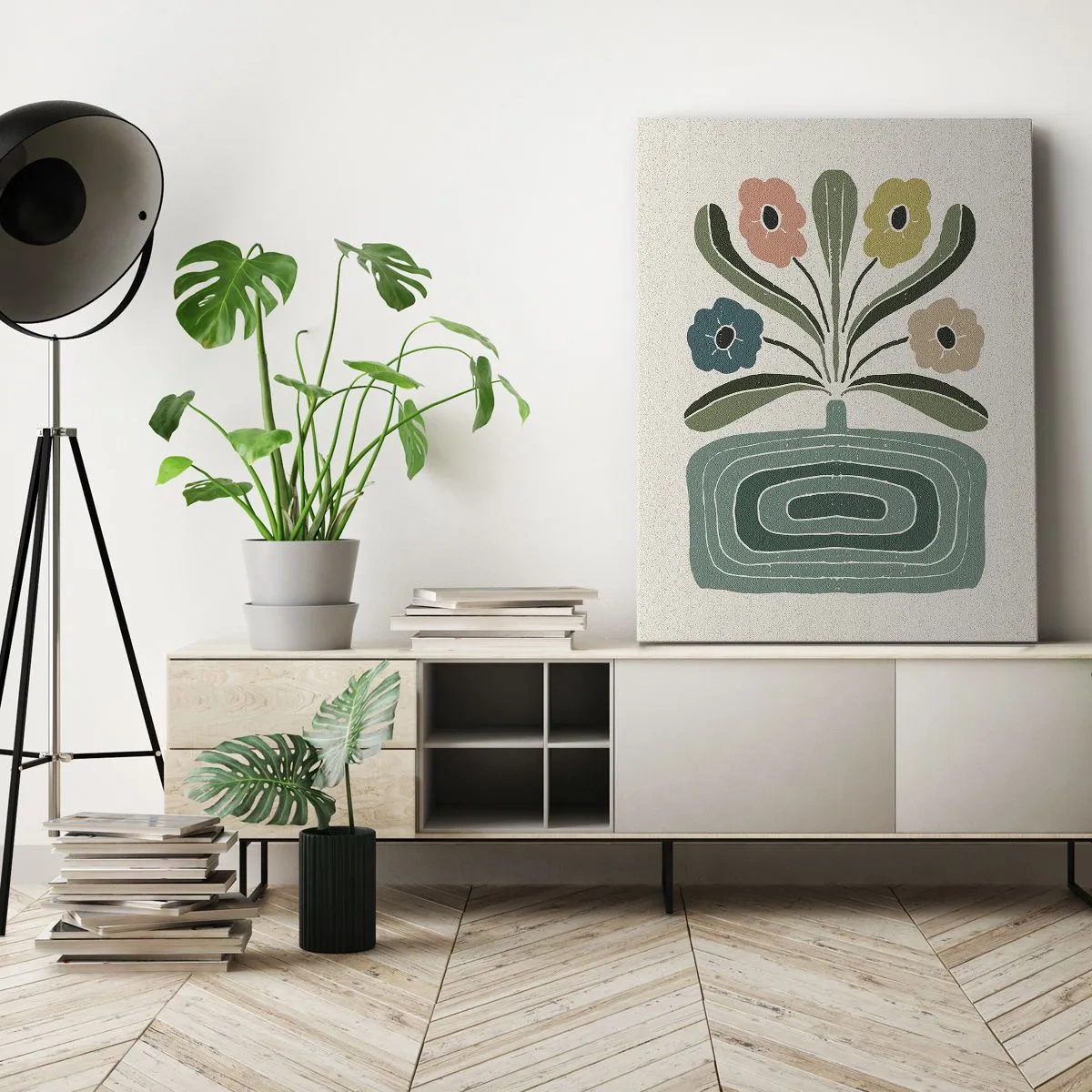 Schilderen op canvas - Symmetrisch boeket - 55x100 cm