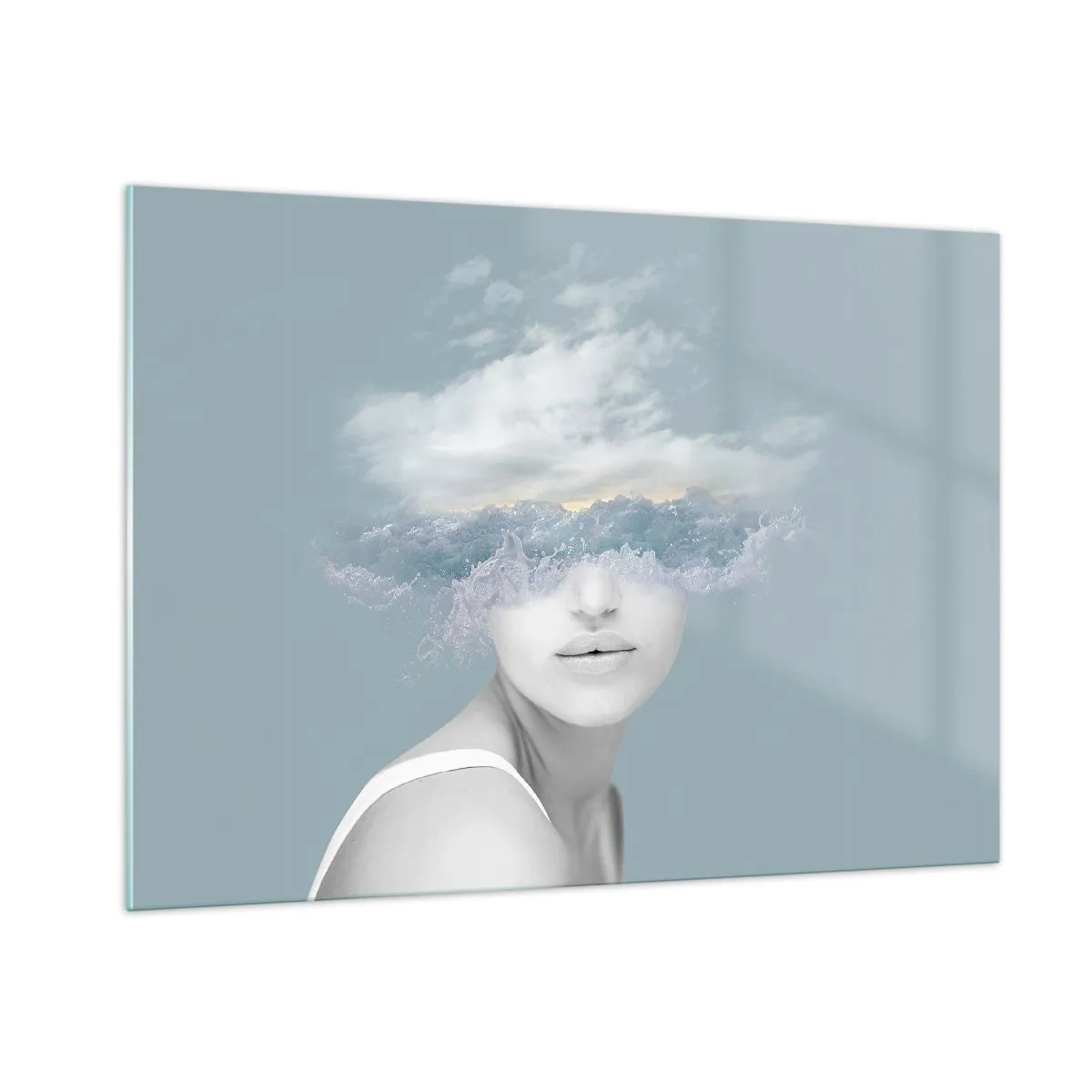 Schilderen op glas - Met hoofd in de wolken - 100x70 cm