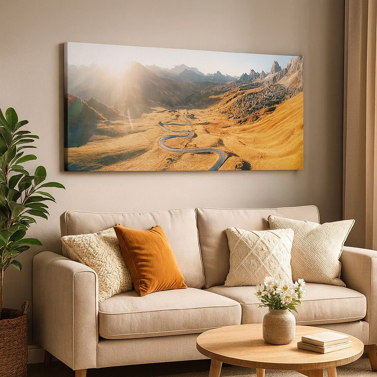 Schilderen op canvas - In een gouden vallei - 100x40 cm