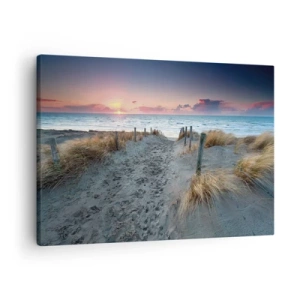 Schilderen op canvas - Pad naar het strand bij zonsondergang - 70x50cm - Je liet een regenboog van licht stralend... - Moderne wanddecoratie voor woonkamer en slaapkamer ARTTOR