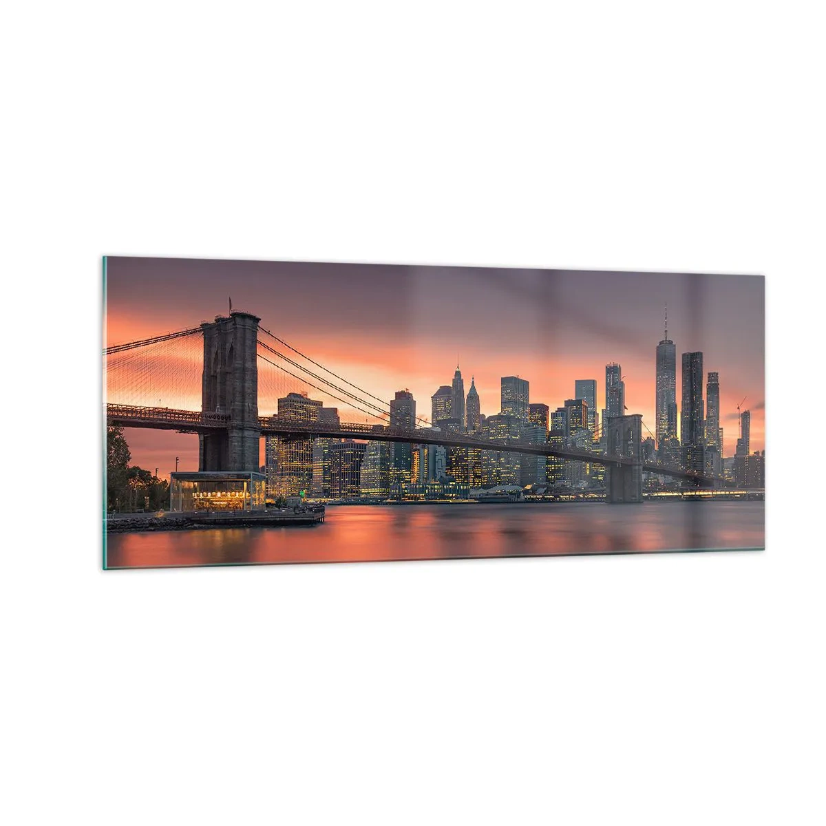 Schilderen op glas - Ondergedompeld in lila stilte - 100x40 cm