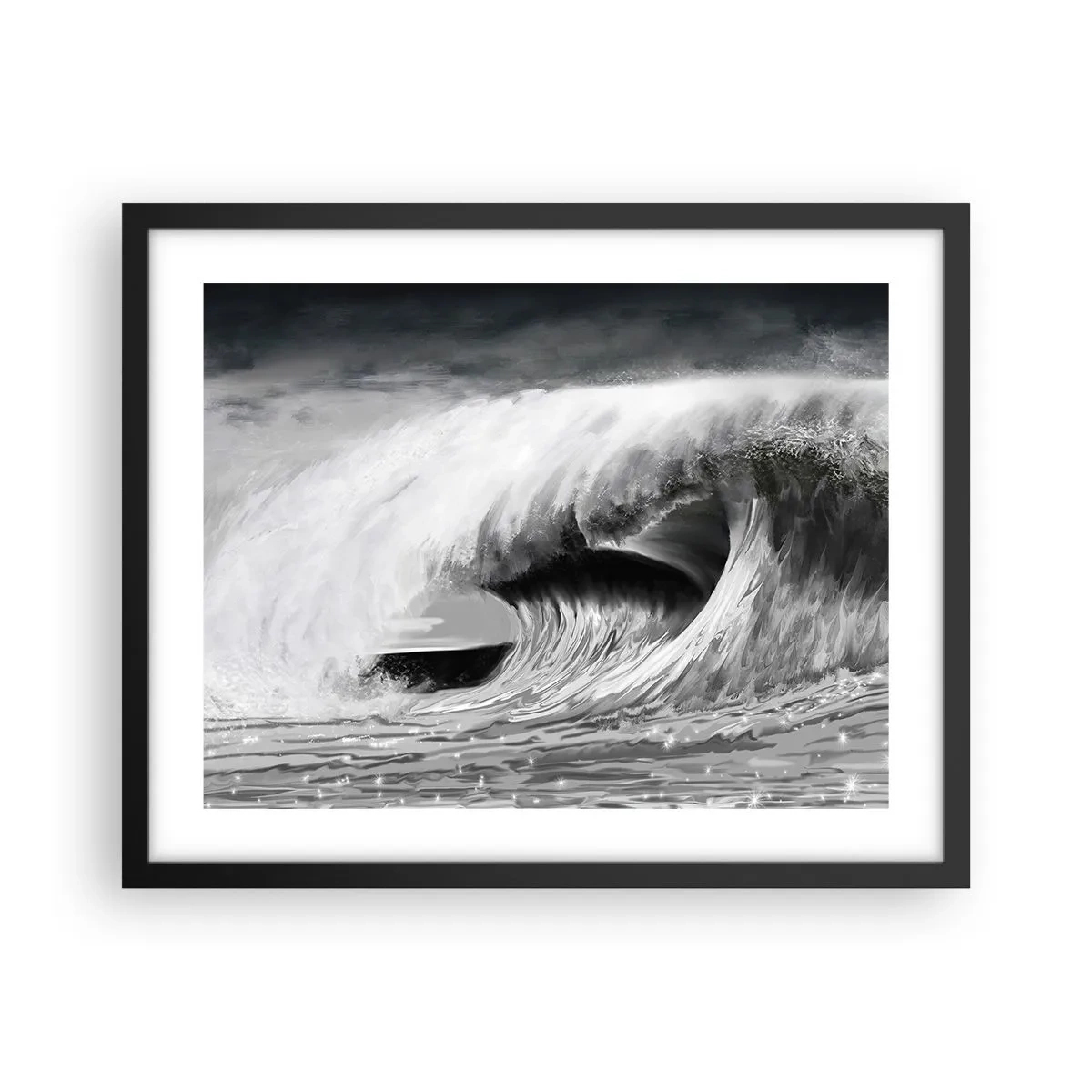 Poster in een zwarte lijst - De woede van de oceaan - 50x40 cm