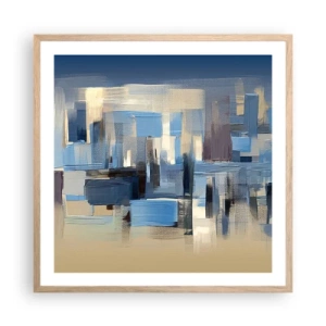 Een poster in een licht eiken lijst - Blauwe constructie - 60x60 cm