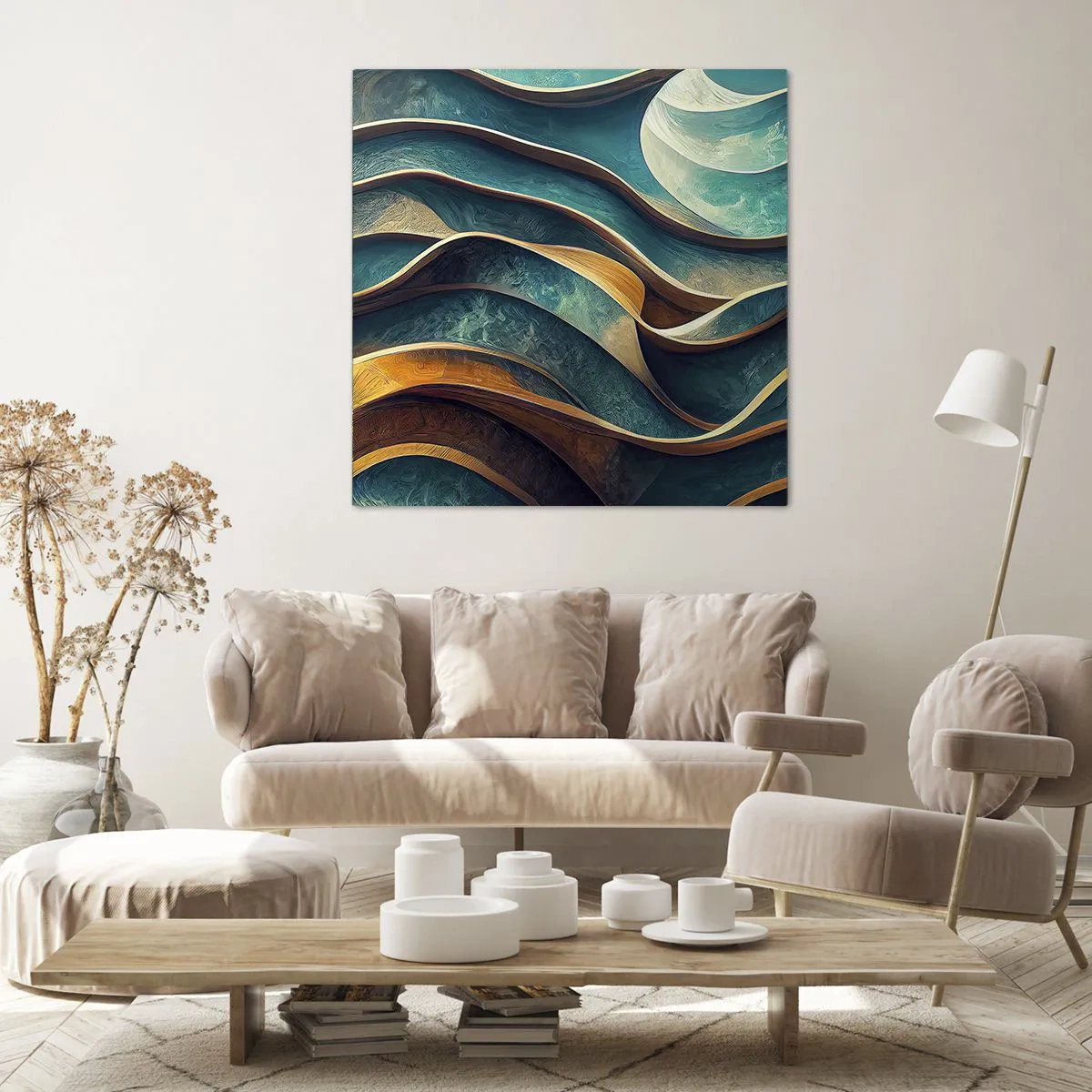 Schilderen op canvas - Meanders van blauw - 30x30 cm
