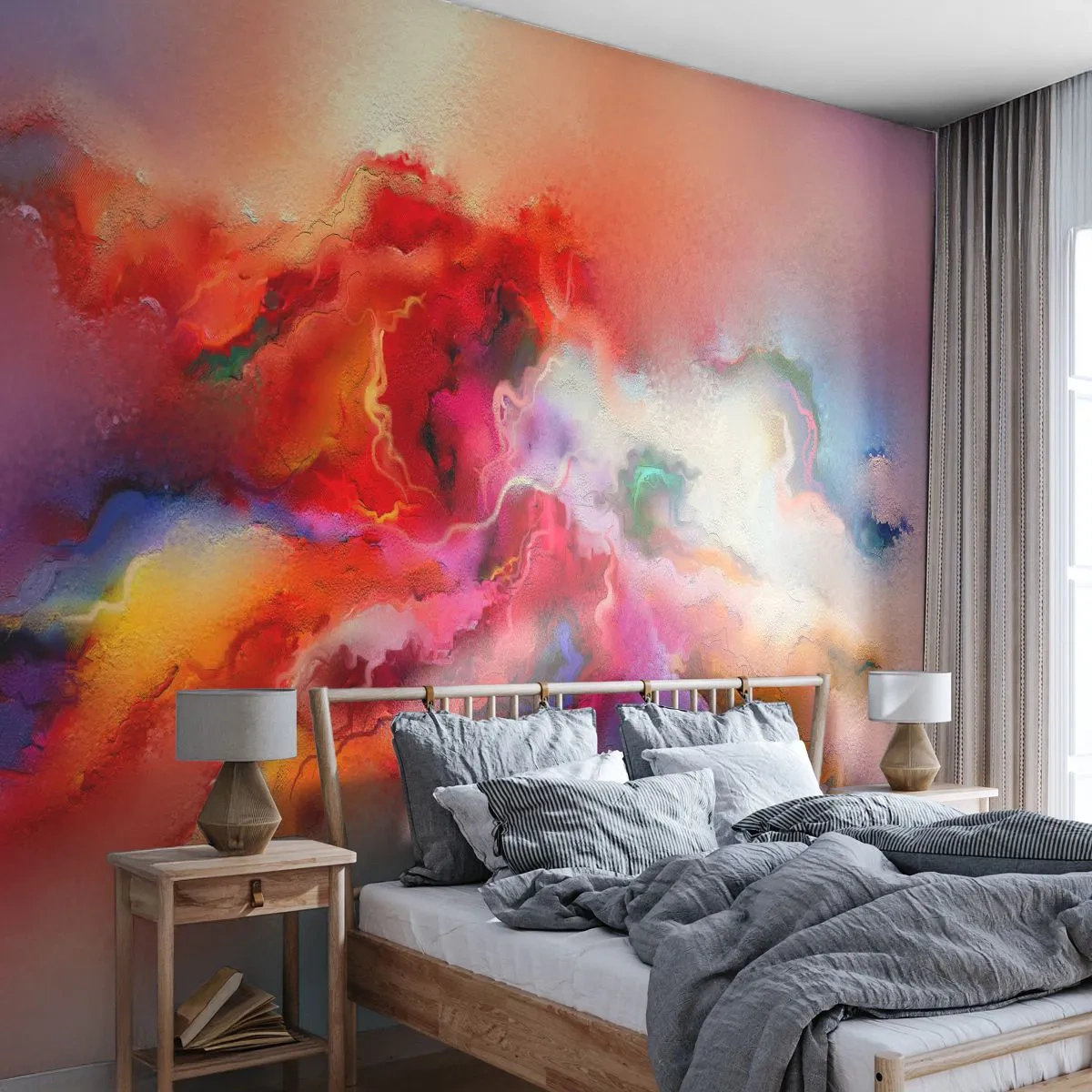 Fotobehang Standard Eco - Hoe vang je dromen - rook - Abstractie, Deel, Acryl - 350x256 cm