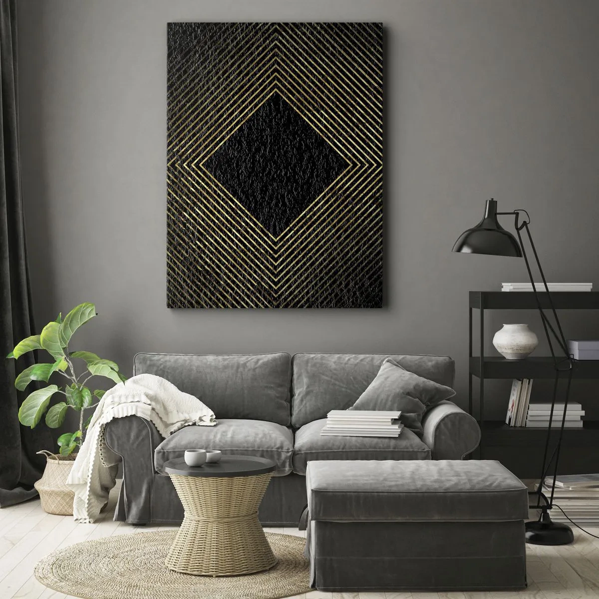 Schilderen op canvas - Geometrie in glamoureuze stijl - 65x120 cm