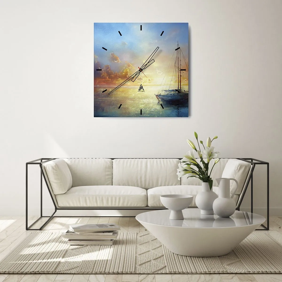 Wandklok - Klok - In een gouden baai - 40x40 cm