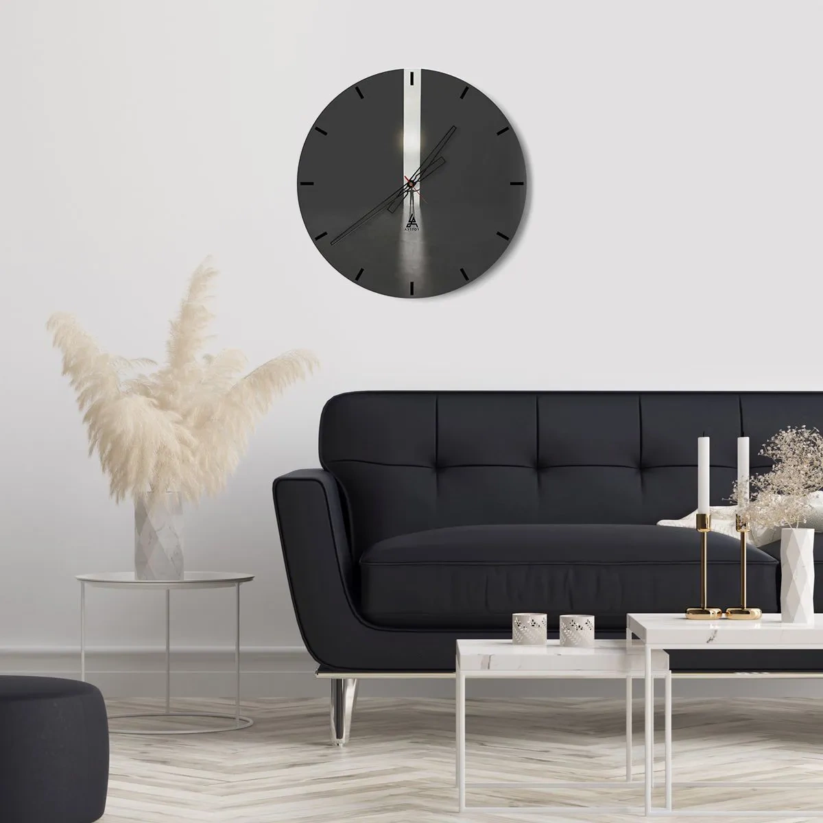 Wandklok - Klok - Het silhouet van een man in een lichtgevende opening in een donkere ruimte - 30x30cm - Een stap naar een mooie toekomst - Moderne wanddecoratie voor woonkamer, keuken en slaapkamer ARTTOR