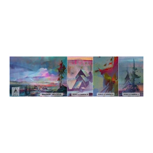 Fotobehang Monster Premium Canvas - Onder een welwillende hemel - Abstractie, Landschap, Bergen - 100x30 cm