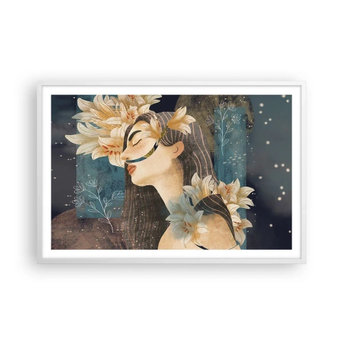 Poster in een witte lijst - Een sprookje over een prinses met lelies - 91x61 cm