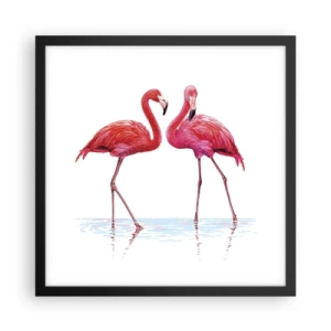 Poster in een zwarte lijst - Roze randez-vous - 40x40 cm