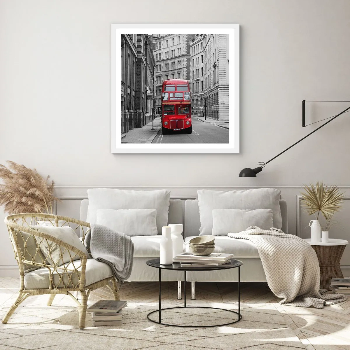 Poster in een witte lijst - Het dagelijkse leven hoeft niet grijs te zijn - 60x60 cm