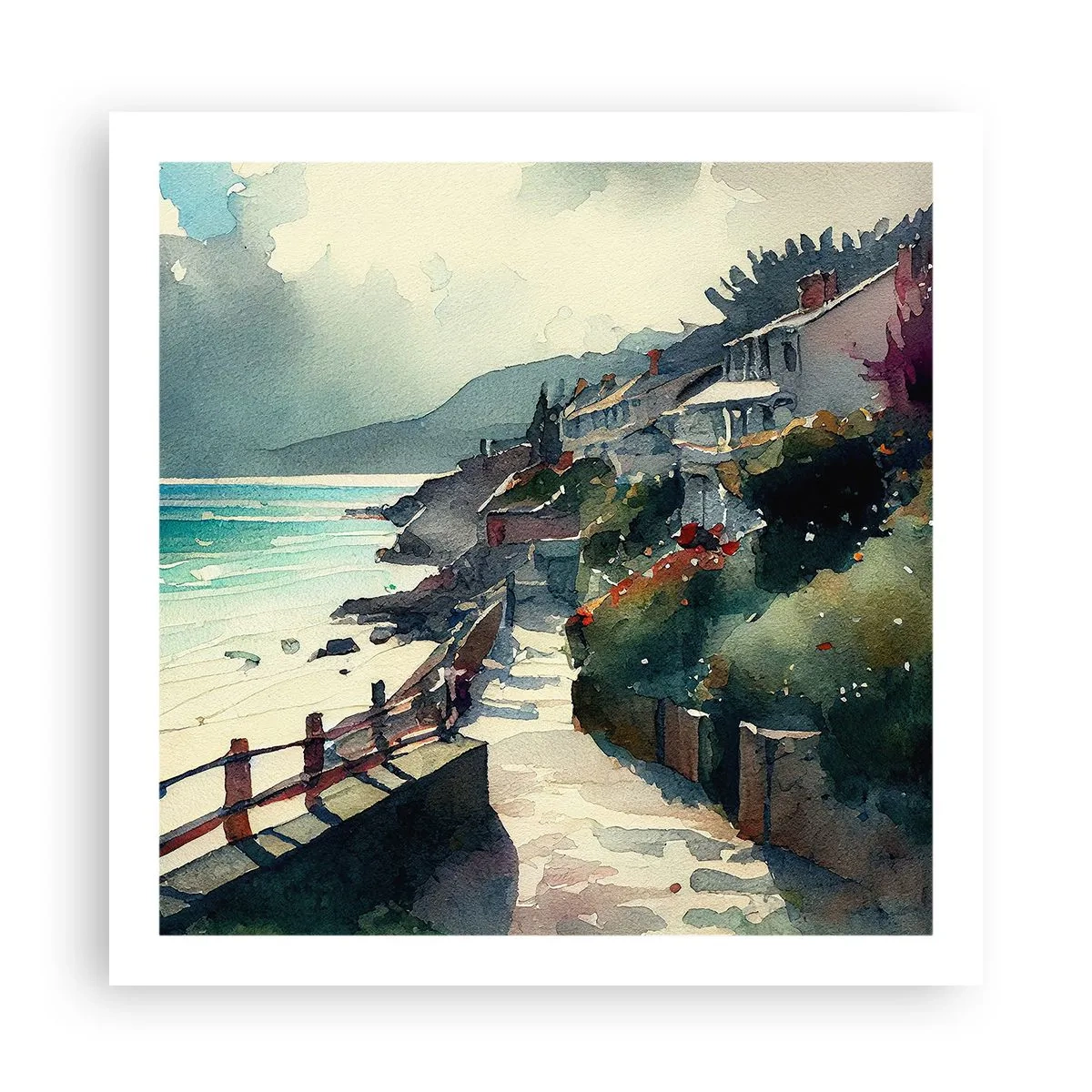 Poster - Mediterrane stad - 60x60 cm