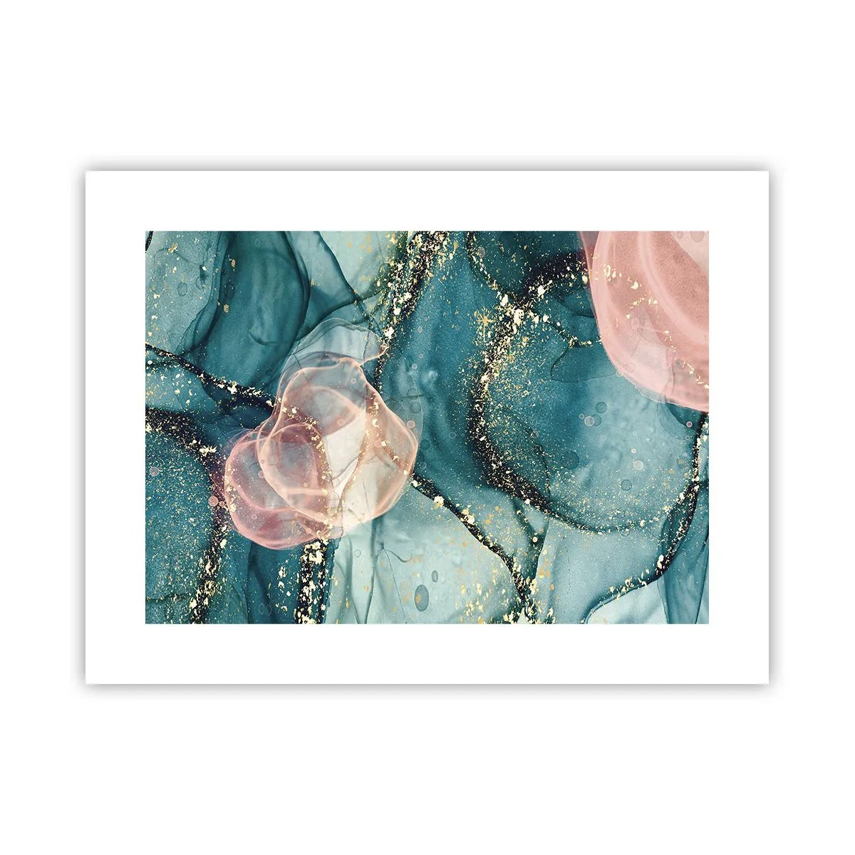 Poster - Zijdeblauw, tule roze - 40x30 cm