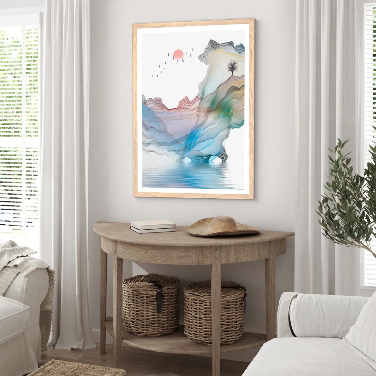 Een poster in een licht eiken lijst - Op weg naar de kristallen bergen - 70x100 cm