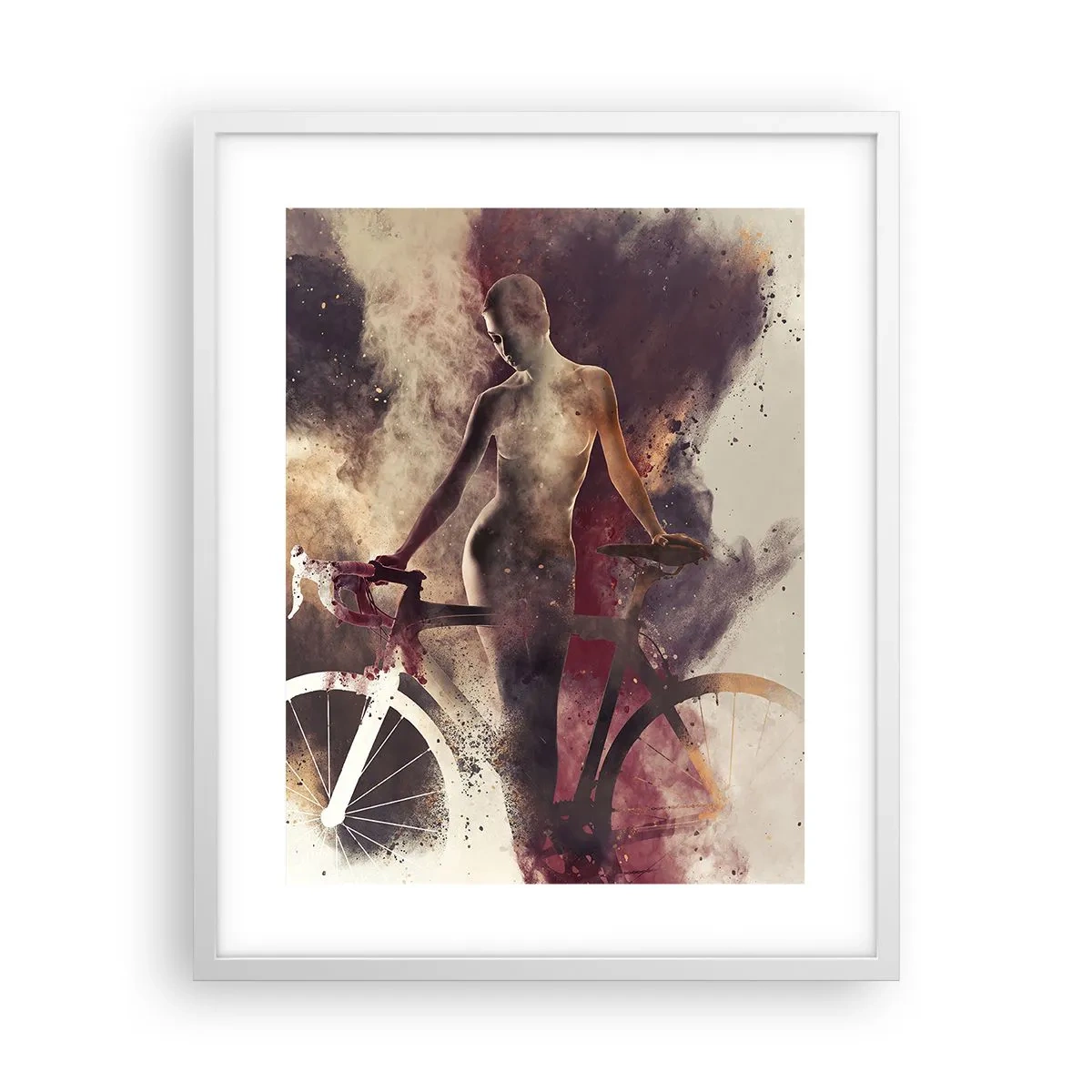 Poster in een witte lijst - Een fietsziel in marmeren vormen - 40x50 cm