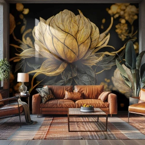 Fotobehang Premium Sand - Subtiele kwetsbaarheid - Bloem, Art-deco, Glamour - 100x70 cm