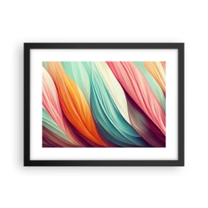 Poster in een zwarte lijst - Regenboog geweven - 40x30 cm