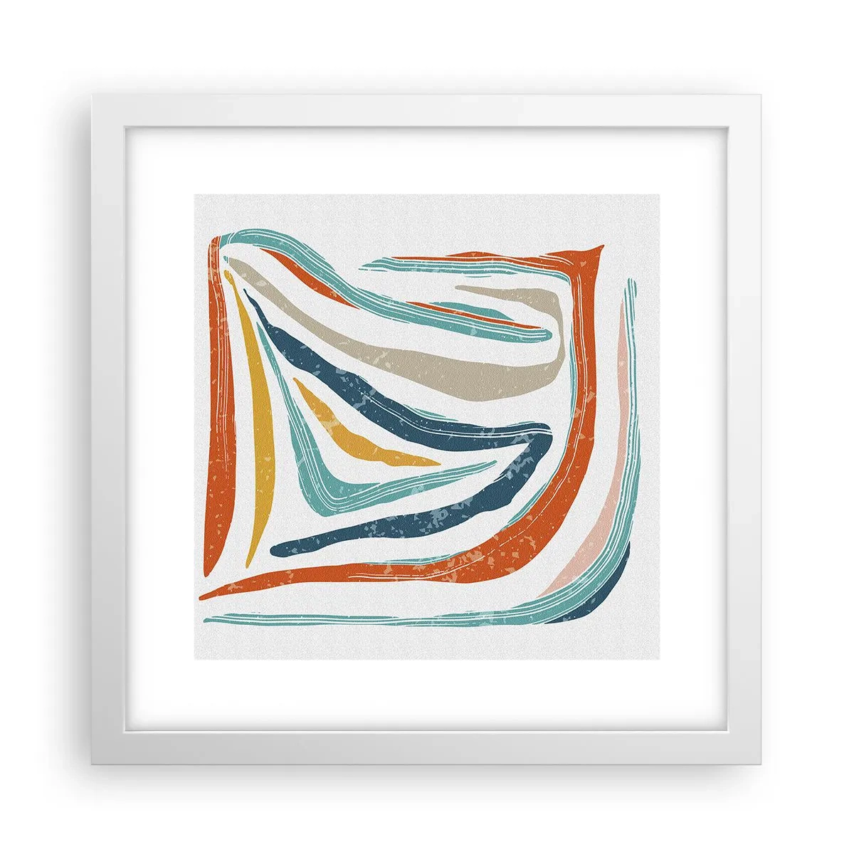 Poster in een witte lijst - Abstractie met een vriendelijke glimlach - 30x30 cm