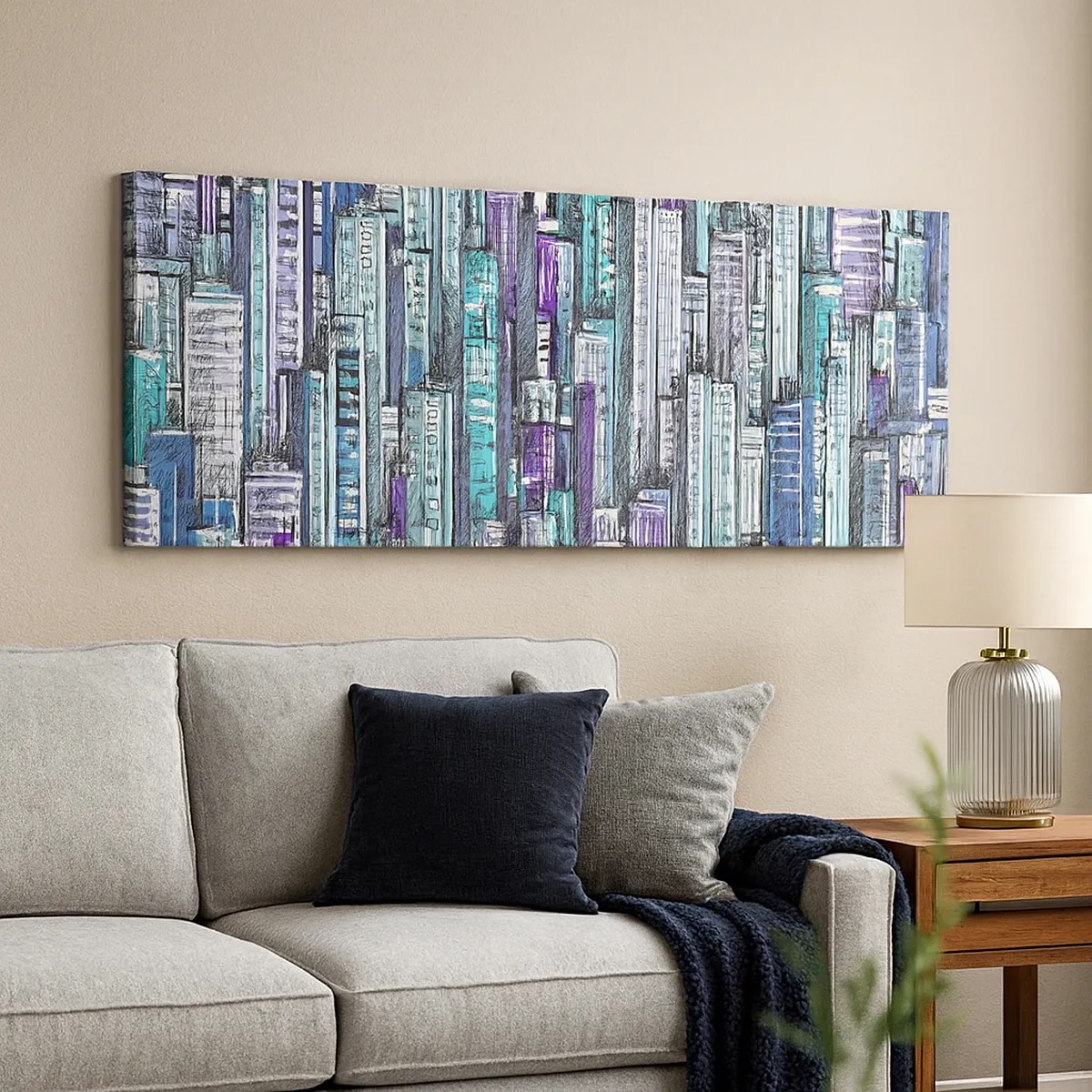 Schilderen op canvas - Blauwachtig van de hemel - 30x30 cm