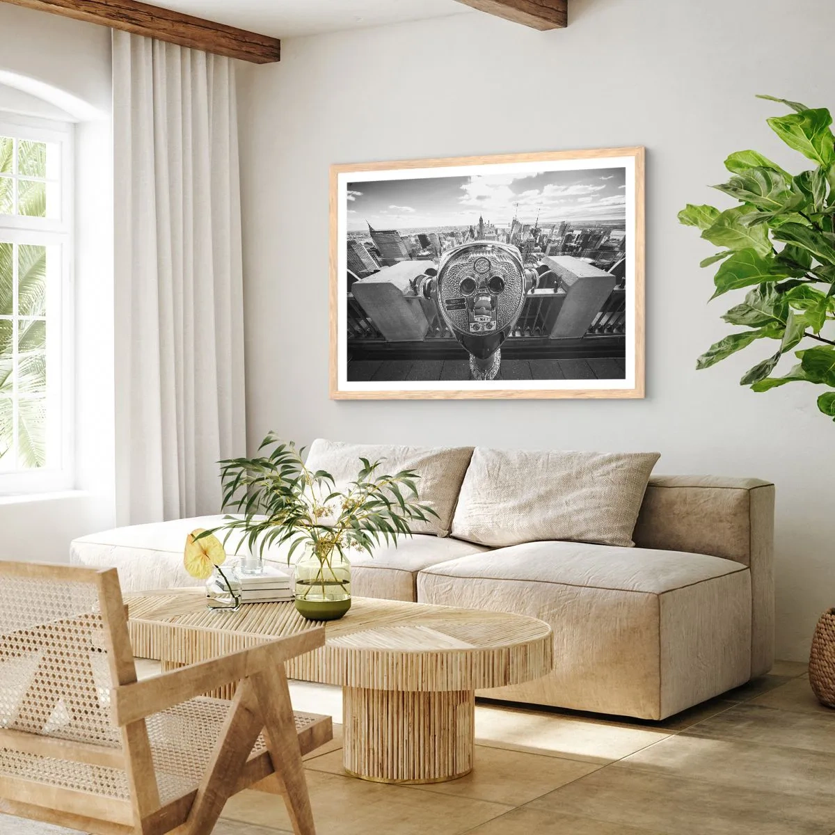 Een poster in een licht eiken lijst - Stad boven de steden - 100x70 cm