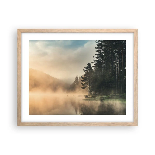 Een poster in een licht eiken lijst - De geboorte van de dag - 50x40 cm