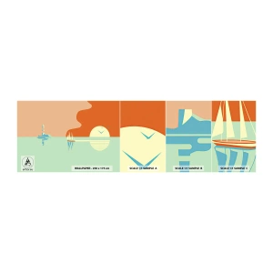 Fotobehang Monster Zelfklevend Deluxe Sticker - Het perfecte zeelandschap - Abstractie, Zeilschip, Lantaarn - 100x30 cm