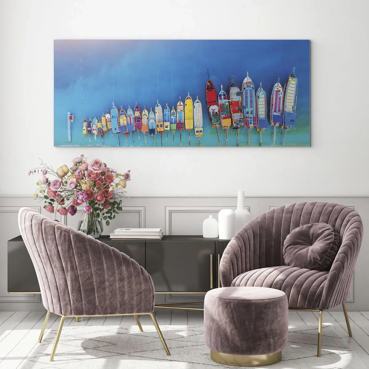 Schilderen op glas - Vanuit vogelperspectief - 100x40 cm