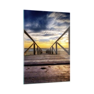 Schilderen op glas - Rechtstreeks naar het rustige strand bij zonsondergang - 50x70 cm