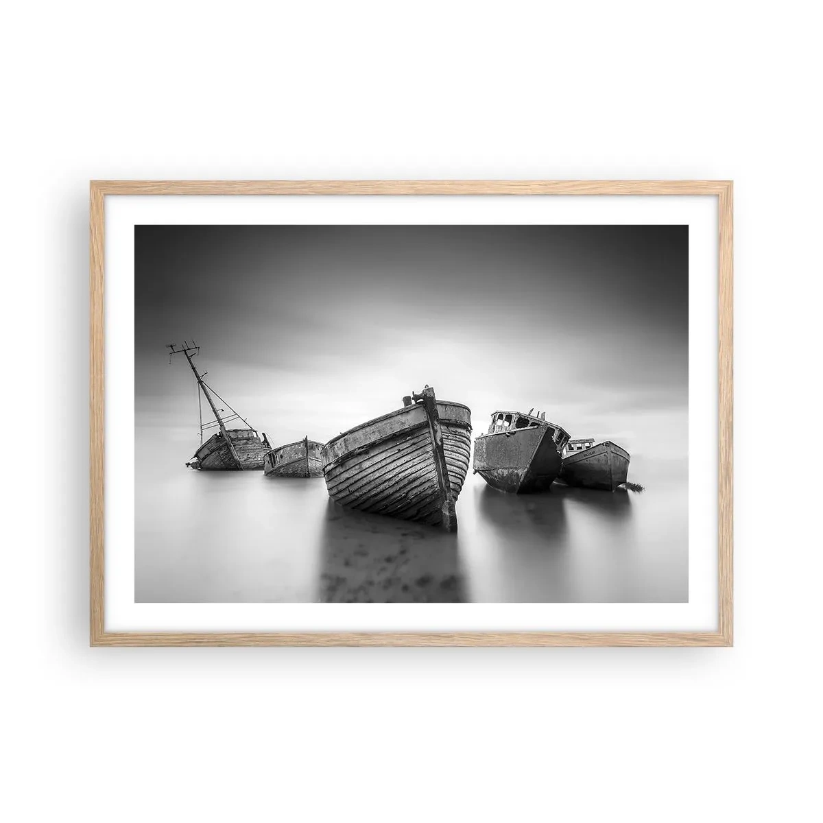 Een poster in een licht eiken lijst - Alleen herinneringen ... - 70x50 cm