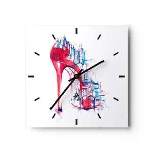 Wandklok - Klok - Een elegante vrouw uit de grote stad - 30x30 cm