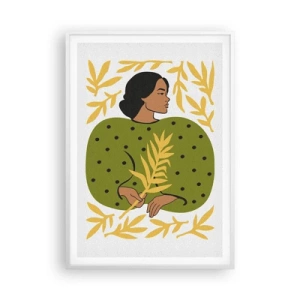 Poster in een witte lijst - Hawaiiaans meisje - 70x100 cm