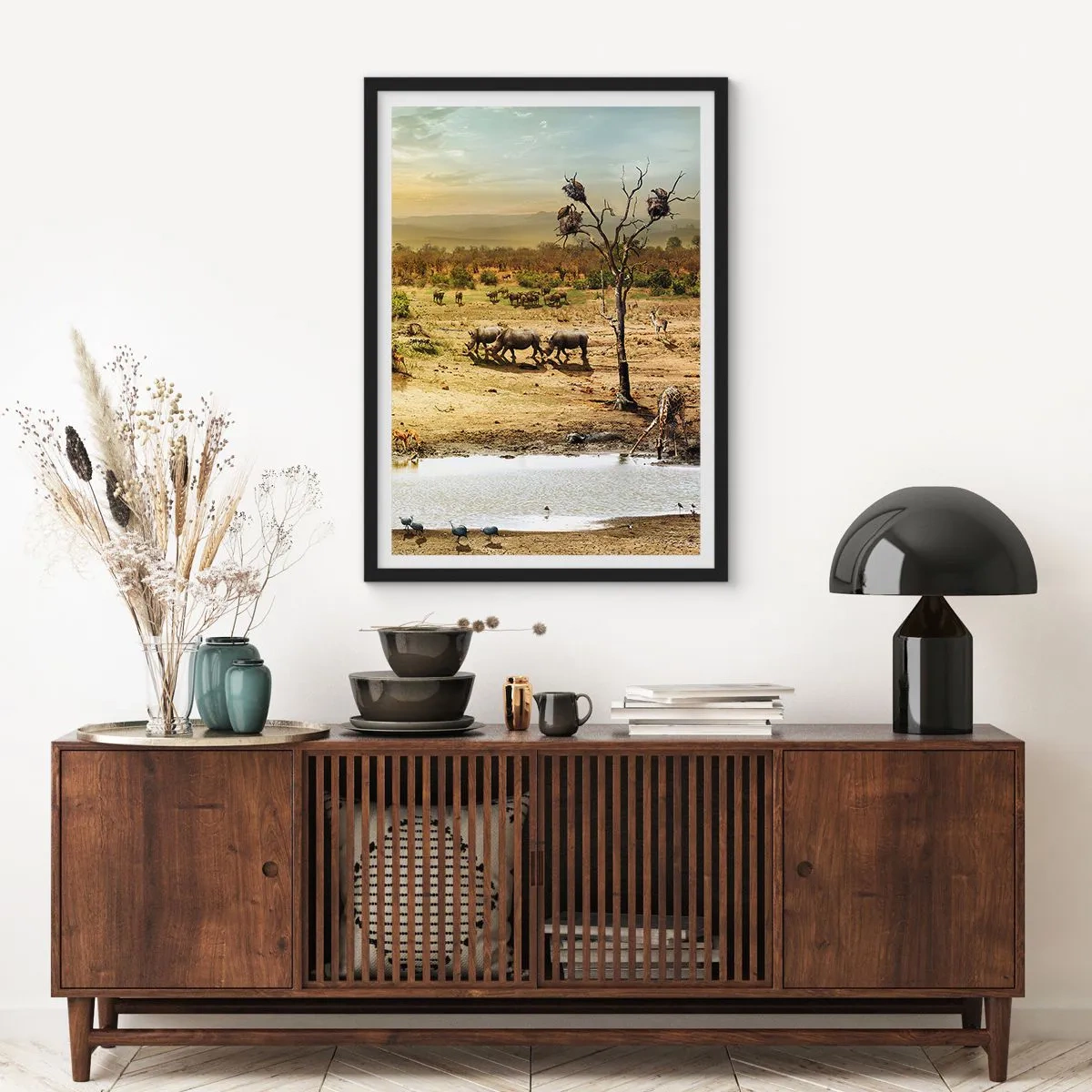 Poster in een zwarte lijst - "Er stroomde een rivier uit Eden …" - 40x50 cm