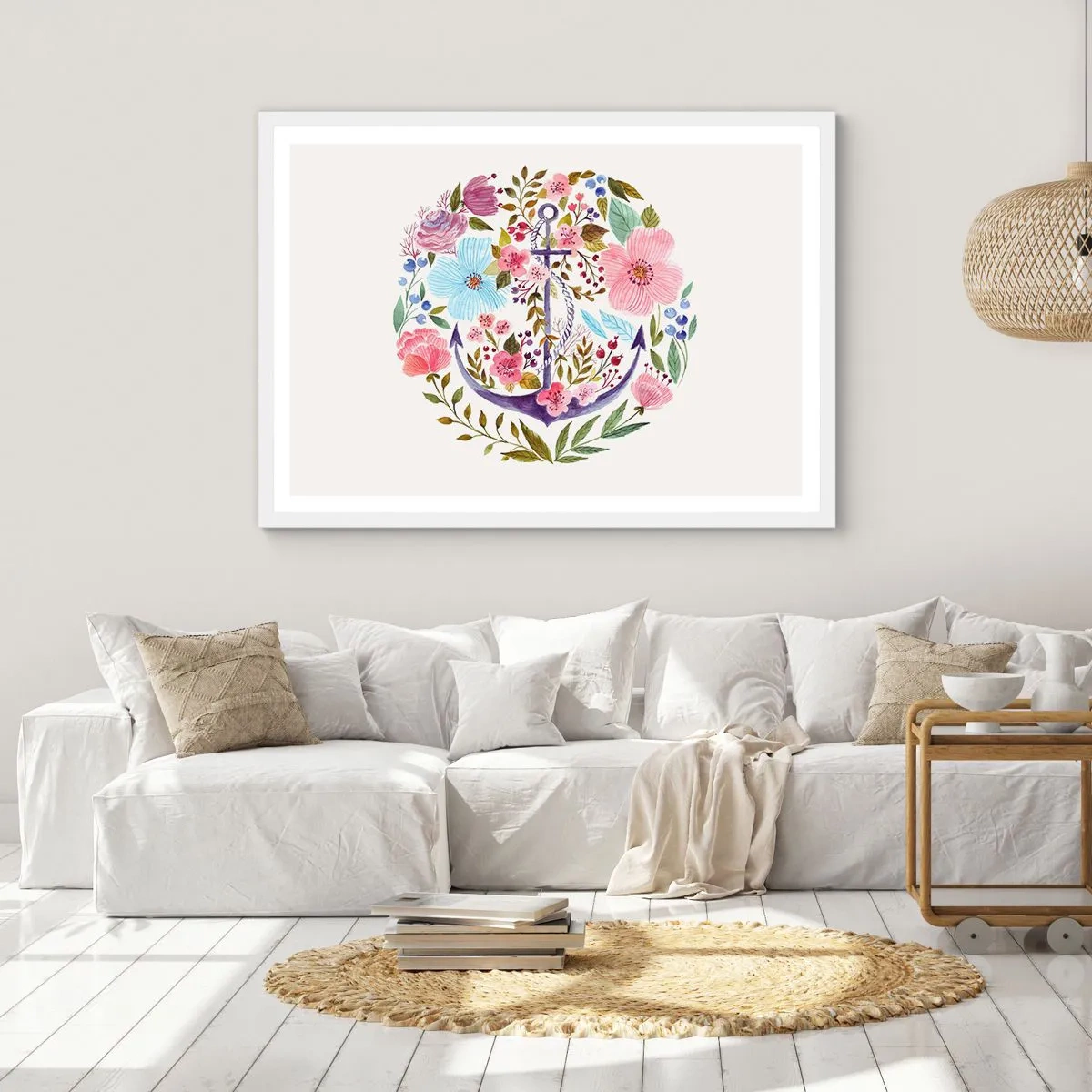 Poster in een witte lijst - Goede droom van zeeman - 91x61 cm