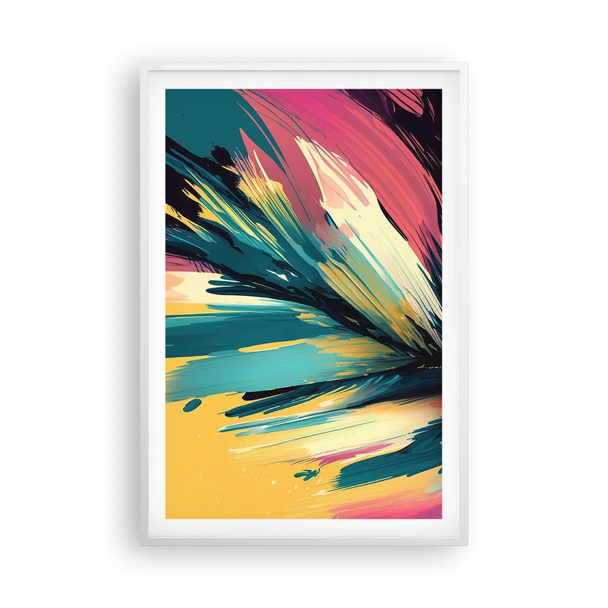 Poster in een witte lijst - Compositie – een explosie van vreugde - 61x91 cm